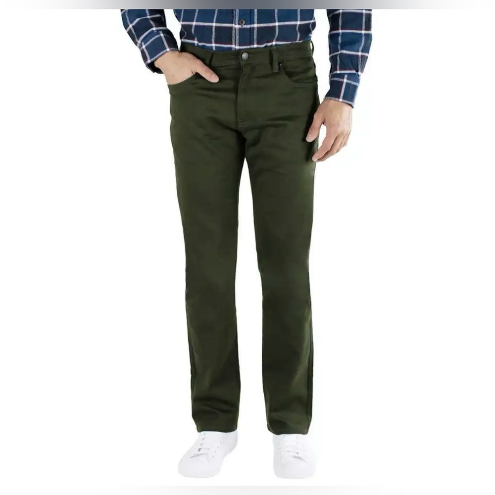 JACHS Mens 5 Pocket Stretch Pant Straight Leg Mid Rise Green 38x34 NWT